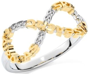 Gold Silver Celtic Infinity Irish "Love, Loyalty, & Friendship" Ring