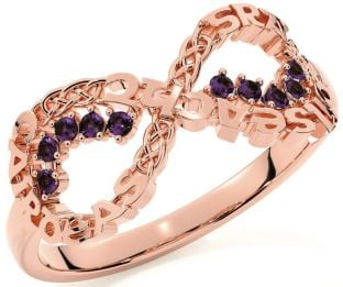 Alexandrite Rose Gold Celtic Infinity Irish "Love, Loyalty, & Friendship" Ring