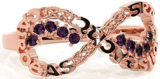 Alexandrite Rose Gold Celtic Infinity Irish "Love, Loyalty, & Friendship" Ring