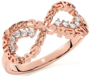 Diamond Rose Gold Celtic Infinity Irish "Love, Loyalty, & Friendship" Ring
