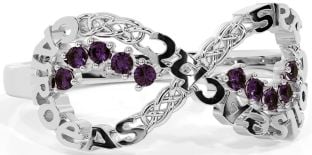 Alexandrite Silver Celtic Infinity Irish "Love, Loyalty, & Friendship" Ring