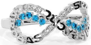 Topaz Silver Celtic Infinity Irish "Love, Loyalty, & Friendship" Ring