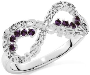 Alexandrite White Gold Celtic Infinity Irish "Love, Loyalty, & Friendship" Ring