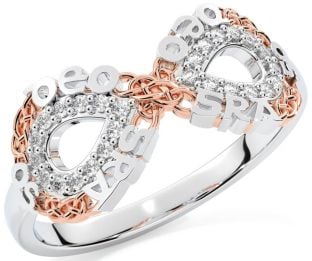 Diamond Rose Gold Silver Celtic Infinity Irish "Love Forever" Ring