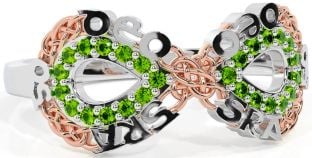Peridot Rose Gold Silver Celtic Infinity Irish "Love Forever" Ring