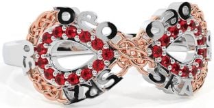 Ruby Rose Gold Silver Celtic Infinity Irish "Love Forever" Ring