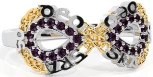 Alexandrite Gold Silver Celtic Infinity Irish "Love Forever" Ring