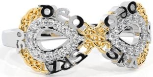 Diamond Gold Silver Celtic Infinity Irish "Love Forever" Ring