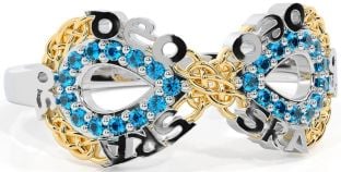 Topaz Gold Silver Celtic Infinity Irish "Love Forever" Ring