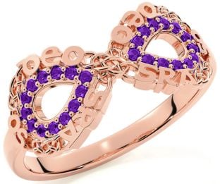Amethyst Rose Gold Silver Celtic Infinity Irish "Love Forever" Ring