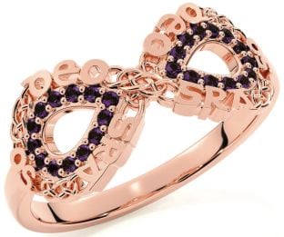 Alexandrite Rose Gold Silver Celtic Infinity Irish "Love Forever" Ring
