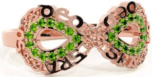 Peridot Rose Gold Silver Celtic Infinity Irish "Love Forever" Ring