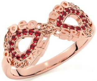 Ruby Rose Gold Silver Celtic Infinity Irish "Love Forever" Ring