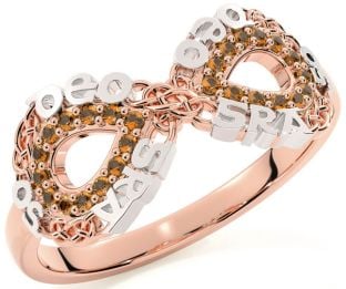 Citrine Rose Gold Silver Celtic Infinity Irish "Love Forever" Ring