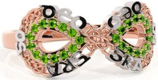 Peridot Rose Gold Silver Celtic Infinity Irish "Love Forever" Ring