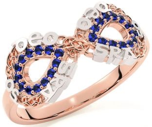 Sapphire Rose Gold Silver Celtic Infinity Irish "Love Forever" Ring
