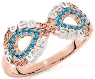Topaz Rose Gold Silver Celtic Infinity Irish "Love Forever" Ring