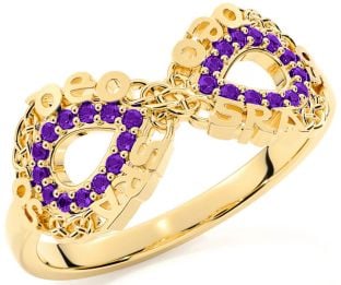 Amethyst Gold Silver Celtic Infinity Irish "Love Forever" Ring