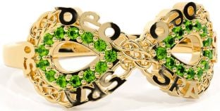 Peridot Gold Silver Celtic Infinity Irish "Love Forever" Ring