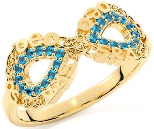 Topaz Gold Silver Celtic Infinity Irish "Love Forever" Ring
