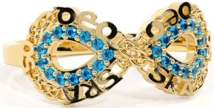 Topaz Gold Silver Celtic Infinity Irish "Love Forever" Ring