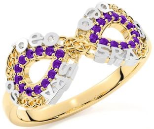 Amethyst Gold Silver Celtic Infinity Irish "Love Forever" Ring