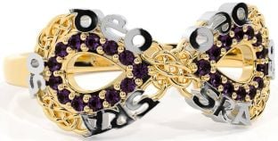 Alexandrite Gold Silver Celtic Infinity Irish "Love Forever" Ring