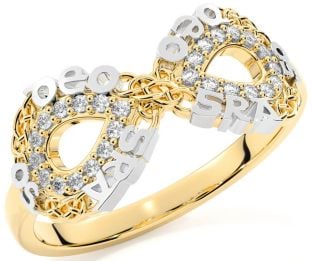 Diamond Gold Silver Celtic Infinity Irish "Love Forever" Ring