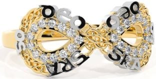 Diamond Gold Silver Celtic Infinity Irish "Love Forever" Ring
