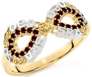 Garnet Gold Silver Celtic Infinity Irish "Love Forever" Ring