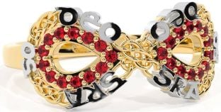 Ruby Gold Silver Celtic Infinity Irish "Love Forever" Ring