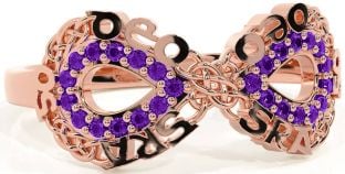 Amethyst Rose Gold Celtic Infinity Irish "Love Forever" Ring