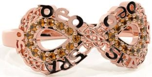 Citrine Rose Gold Celtic Infinity Irish "Love Forever" Ring