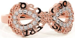 Diamond Rose Gold Celtic Infinity Irish "Love Forever" Ring