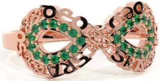 Emerald Rose Gold Celtic Infinity Irish "Love Forever" Ring