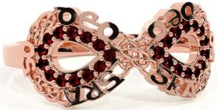Garnet Rose Gold Celtic Infinity Irish "Love Forever" Ring
