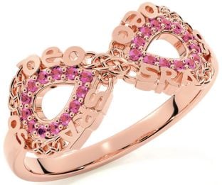 Pink Tourmaline Rose Gold Celtic Infinity Irish "Love Forever" Ring