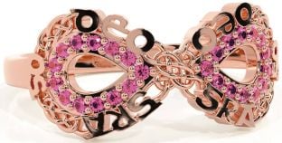 Pink Tourmaline Rose Gold Celtic Infinity Irish "Love Forever" Ring