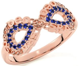 Sapphire Rose Gold Celtic Infinity Irish "Love Forever" Ring