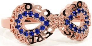 Sapphire Rose Gold Celtic Infinity Irish "Love Forever" Ring