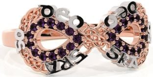 Alexandrite White Rose Gold Celtic Infinity Irish "Love Forever" Ring