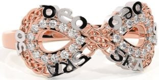 Diamond White Rose Gold Celtic Infinity Irish "Love Forever" Ring