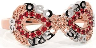Ruby White Rose Gold Celtic Infinity Irish "Love Forever" Ring