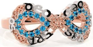 Topaz White Rose Gold Celtic Infinity Irish "Love Forever" Ring