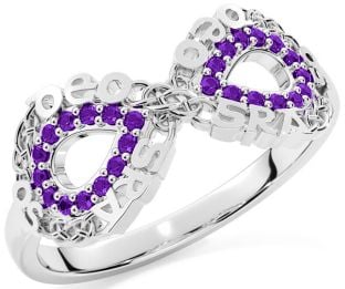 Amethyst Silver Celtic Infinity Irish "Love Forever" Ring