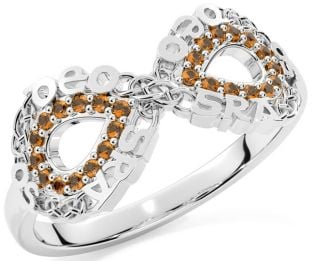Citrine Silver Celtic Infinity Irish "Love Forever" Ring