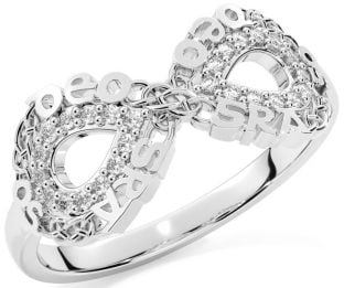 Diamond Silver Celtic Infinity Irish "Love Forever" Ring