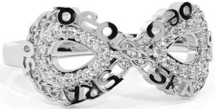 Diamond Silver Celtic Infinity Irish "Love Forever" Ring