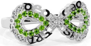 Peridot Silver Celtic Infinity Irish "Love Forever" Ring
