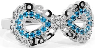 Topaz Silver Celtic Infinity Irish "Love Forever" Ring